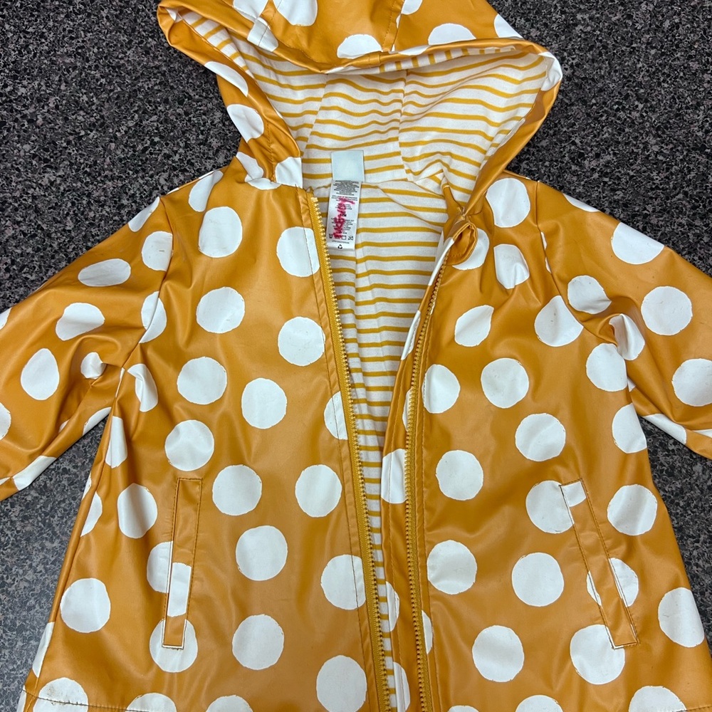 Toddler Yellow Polka Dot Hooded Rain Jacket